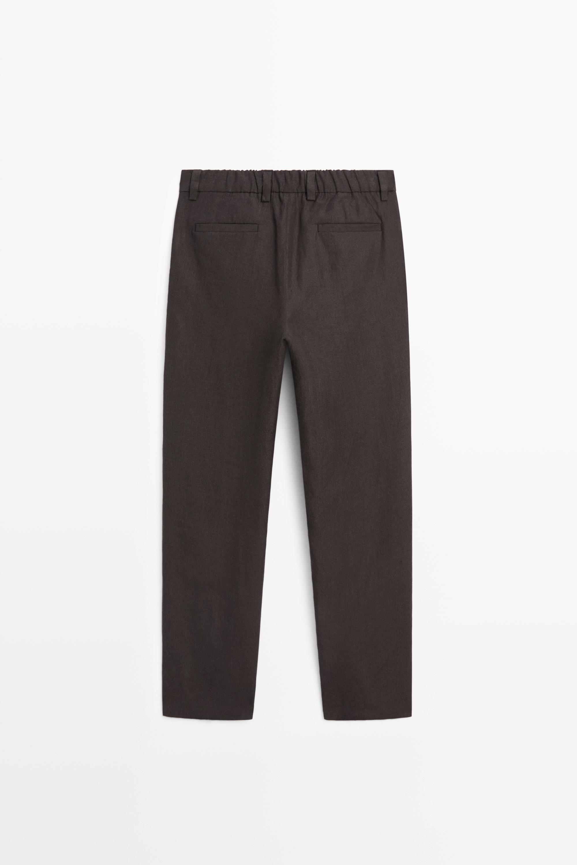 Pantalon pied-de-poule 100 % lin